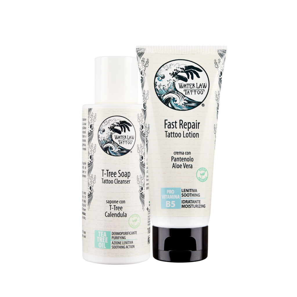 Kit prodotti post tatuaggio Water Law Tattoo con crema lenitiva e sapone